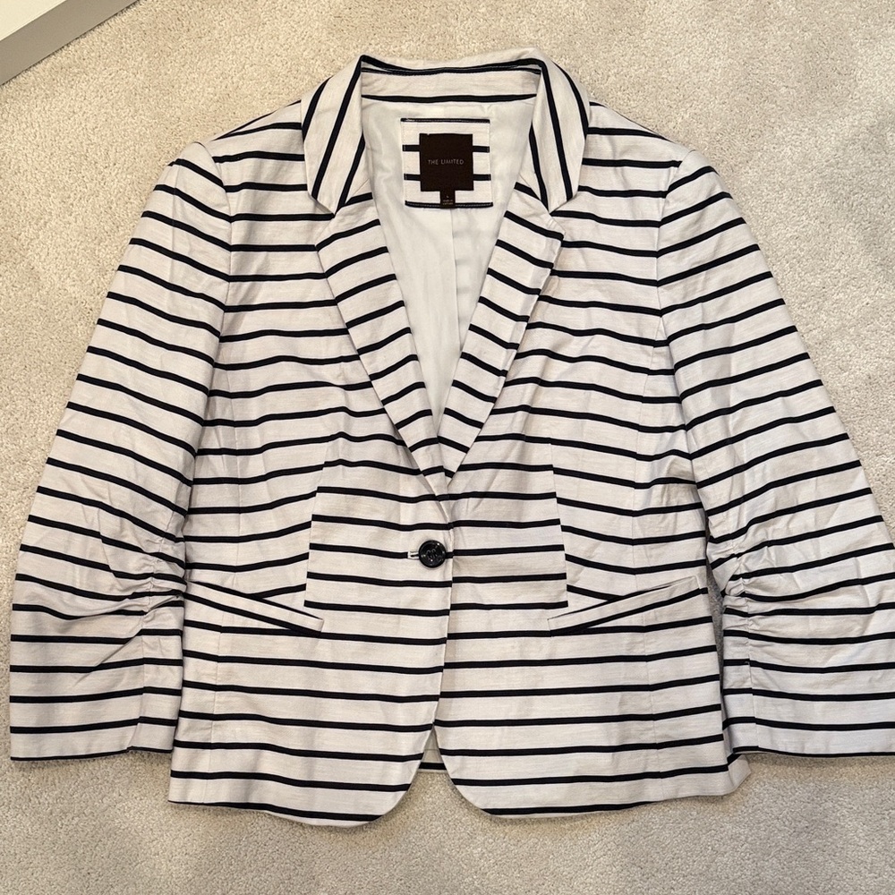 THE LIMITED White Blazer with Navy Stripes